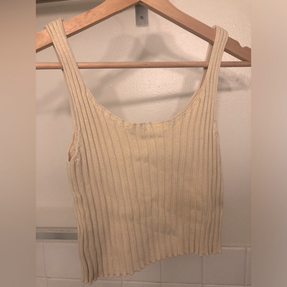 Ribbed Tan Women's Top, Size XS